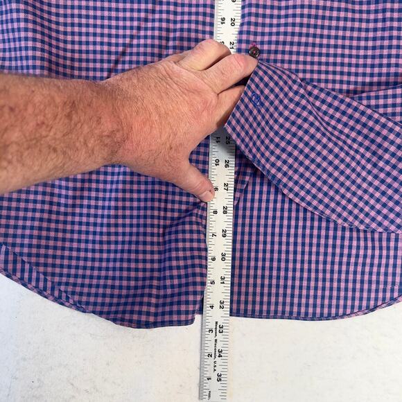 David Donahue Button Shirt Men XL Purple Blue Check Premium Cotton Luxury Career - Picture 6 of 13